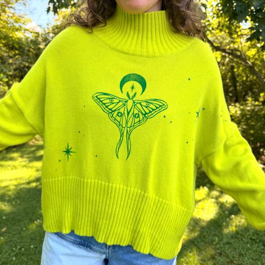 Green Moth Sweater - XS (oversized)