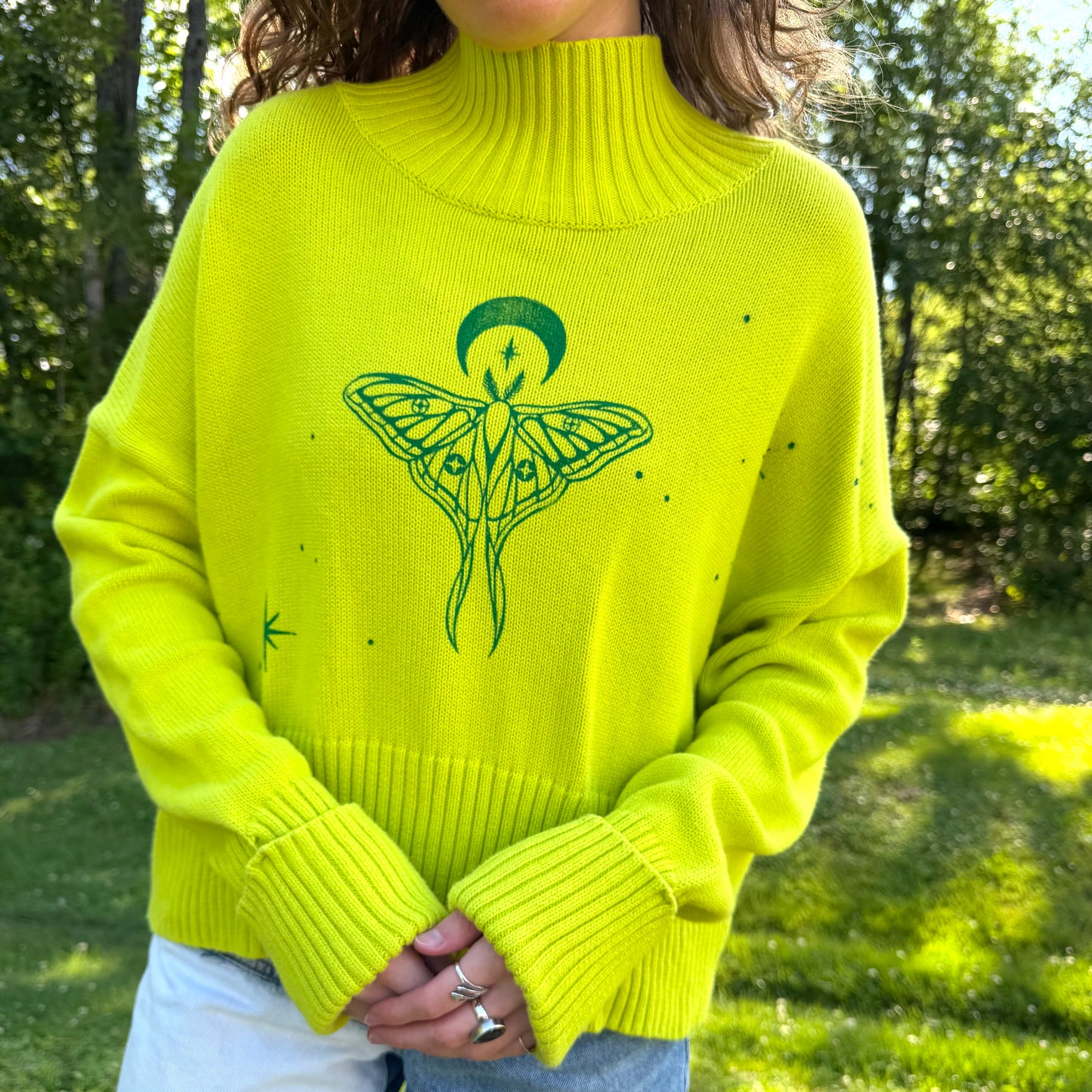 Green Moth Sweater - XS (oversized)