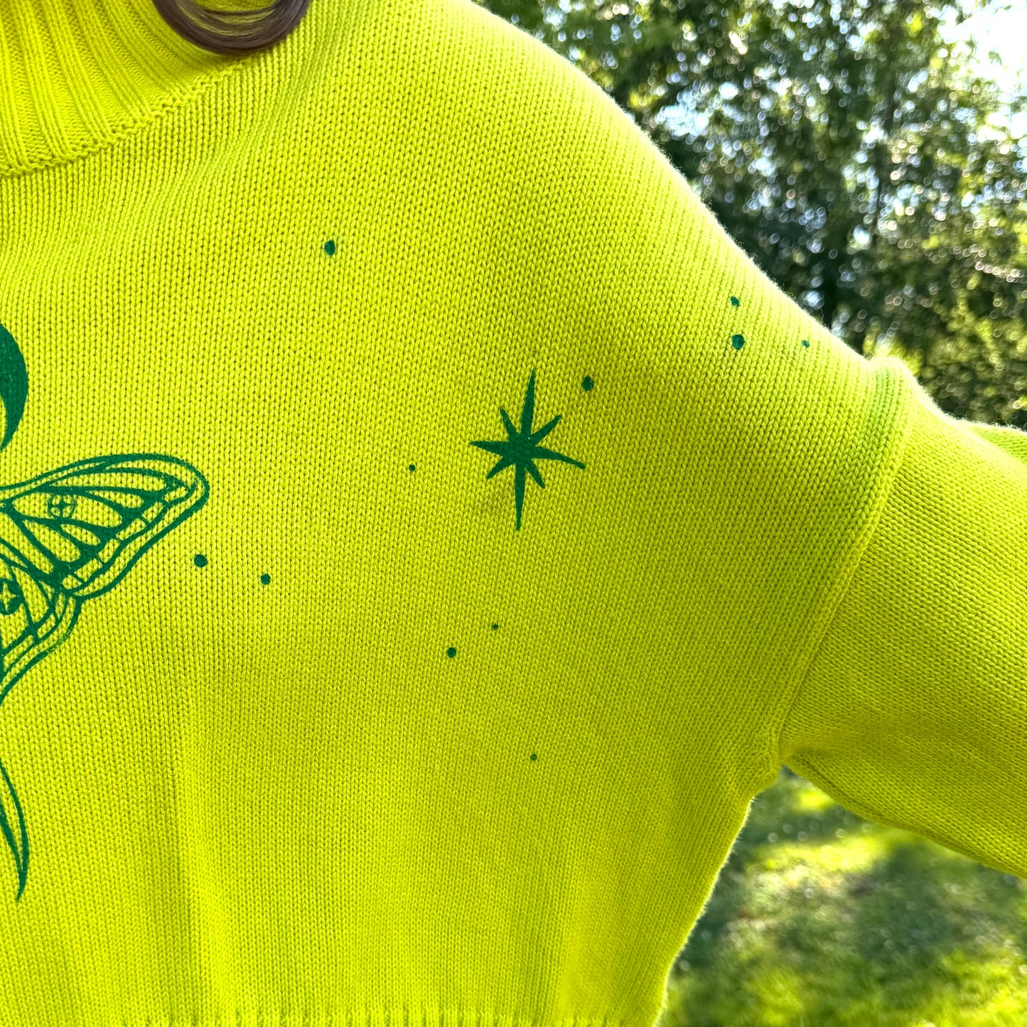 Green Moth Sweater - XS (oversized)