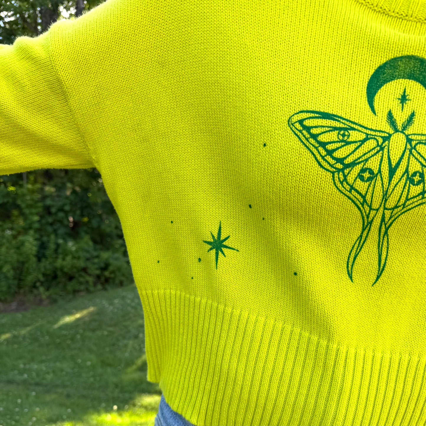 Green Moth Sweater - XS (oversized)