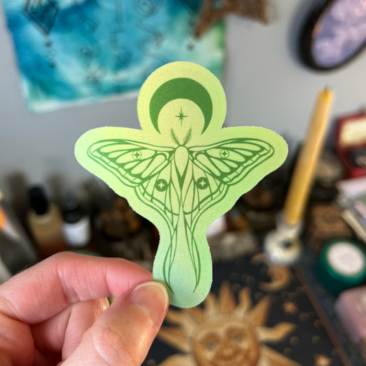 Green Holo Moth Sticker